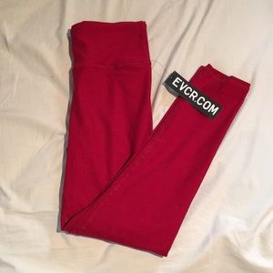 Evcr Amy Plain Crimson Brushed 7/8 Legging